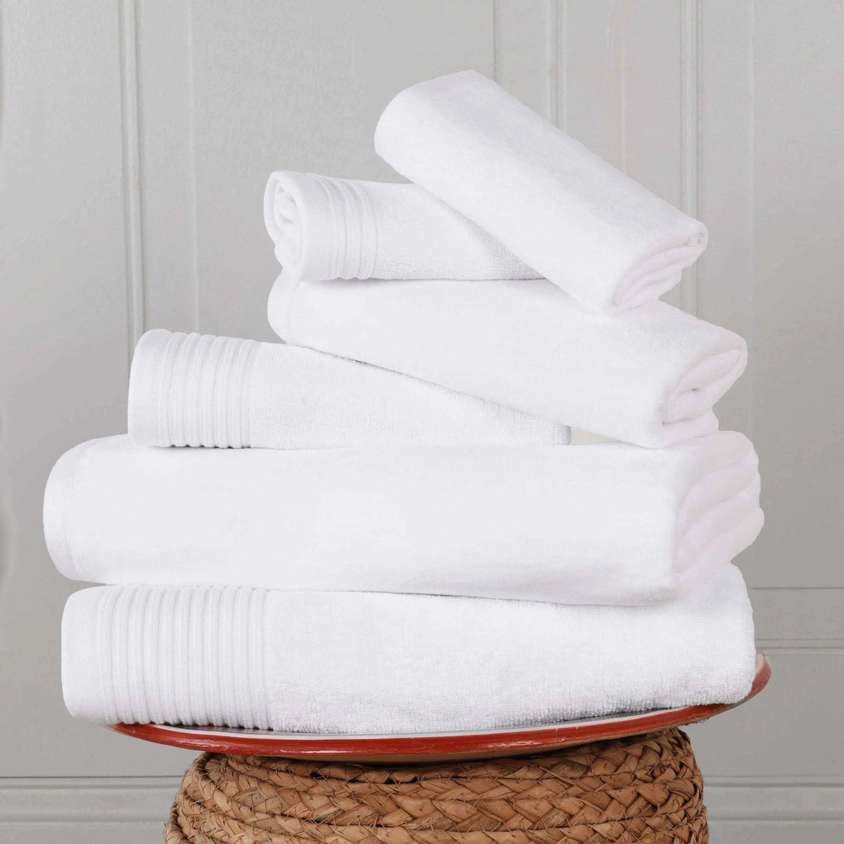 Cotton Jacquard and Solid Towel Set 8 Piece - Marble
