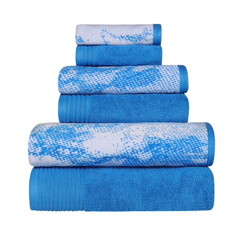 Marble Cotton Jacquard and Solid Towel Set 6 Piece
