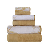 Marble Cotton Jacquard and Solid Towel Set 6 Piece