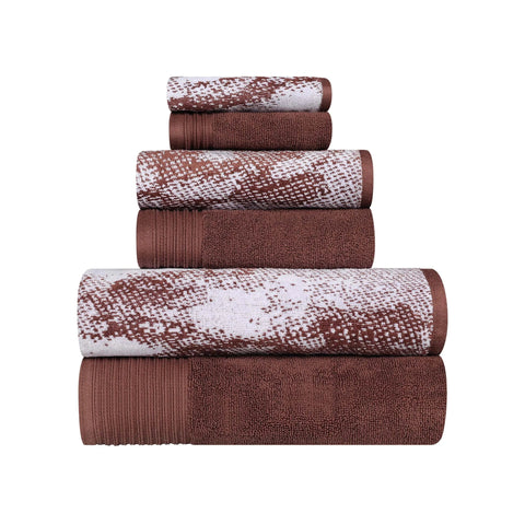 Marble Cotton Jacquard and Solid Towel Set 6 Piece