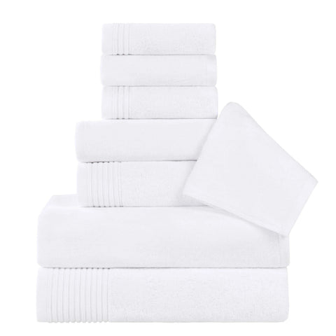 Cotton Marble and Solid Quick Dry 8 Piece Assorted Bathroom Towel Set