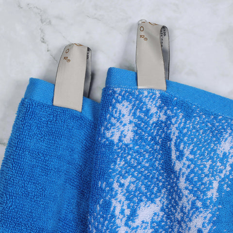 Cotton Jacquard and Solid Hand Towel Set 6 Piece - Marble