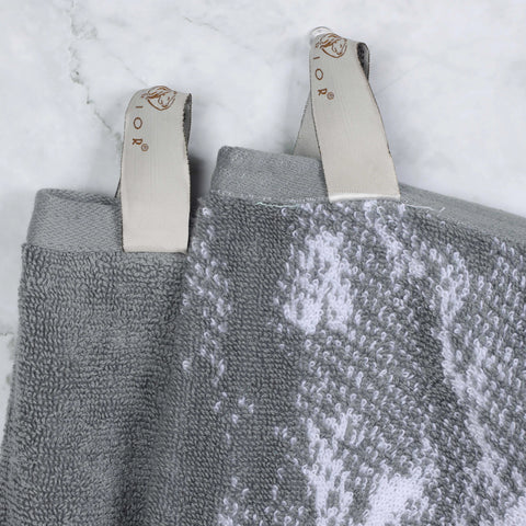 Cotton Marble Solid Jacquard Border Bath Towel Set of 4