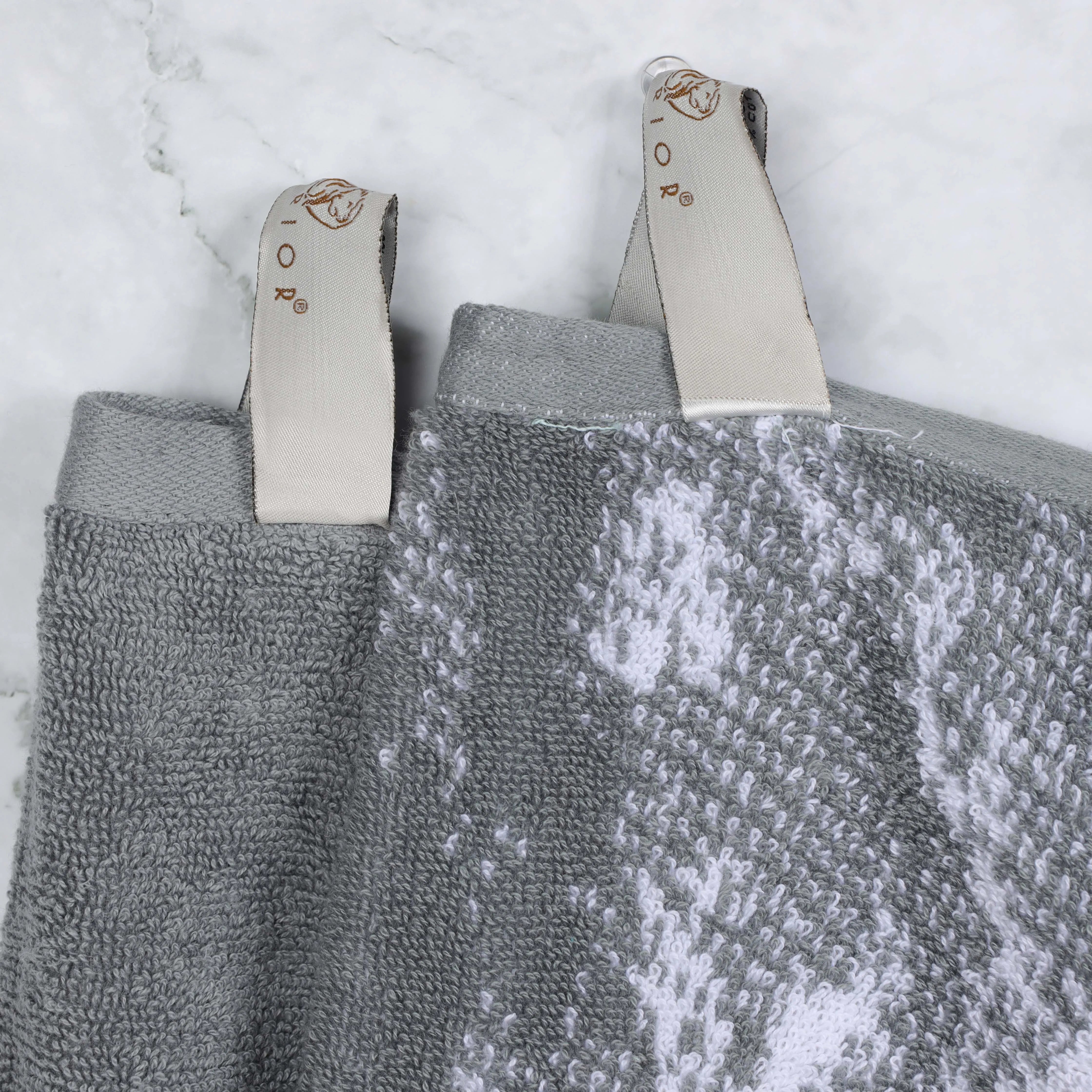 Cotton Marble Solid Jacquard Border Bath Towel Set of 4