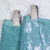 Cotton Marble Solid Jacquard Border Bath Towel Set of 4