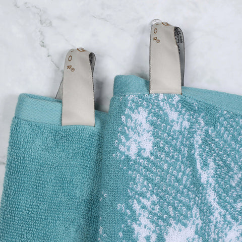Cotton Marble Solid Jacquard Border Bath Towel Set of 4