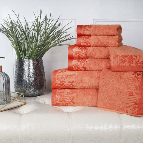 Cotton Floral Jacquard Towel Set 8-Piece - Wisteria