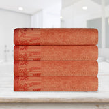 Cotton Floral Jacquard Border Bath Towel Set of 4 - Wisteria