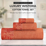 Wisteria Cotton Medium Weight Floral Jacquard Border 12 Piece Towel Set