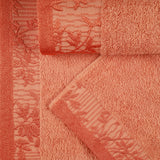 Cotton Floral Jacquard Border Bath Towel Set of 4 - Wisteria