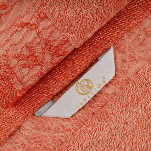 Cotton Floral Jacquard Border Bath Towel Set of 4 - Wisteria