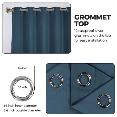 Classic Modern Solid Room Darkening Blackout Curtain Panels, Set of 2