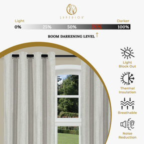 Linen Pattern Washable Room Darkening Blackout Curtain Set 52" - 8 Pieces
