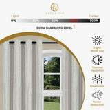 Linen Pattern Washable Room Darkening Blackout Curtain Set 52" - 8 Pieces