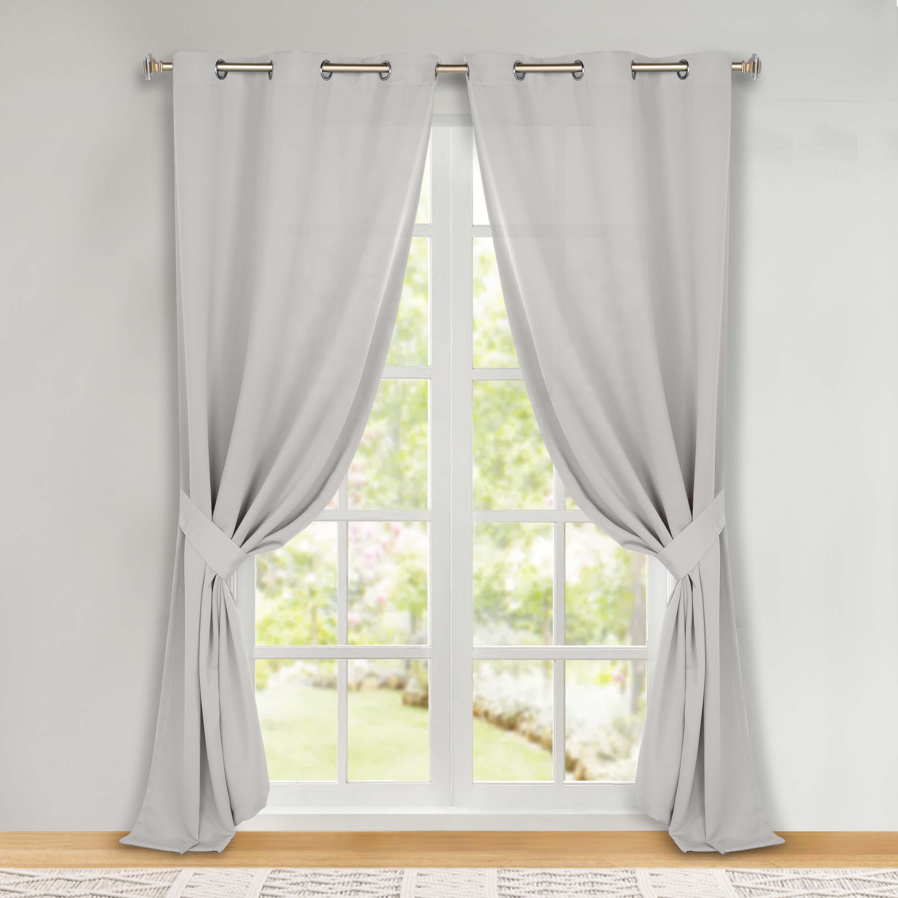 Classic Modern Solid Room Darkening Blackout Curtain Panels, Set of 2