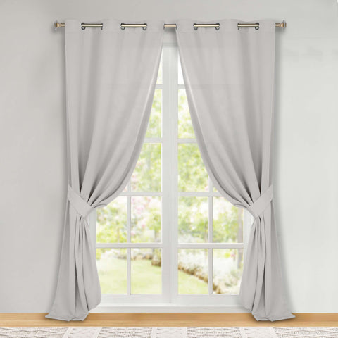 Classic Modern Solid Room Darkening Blackout Curtain Panels, Set of 2