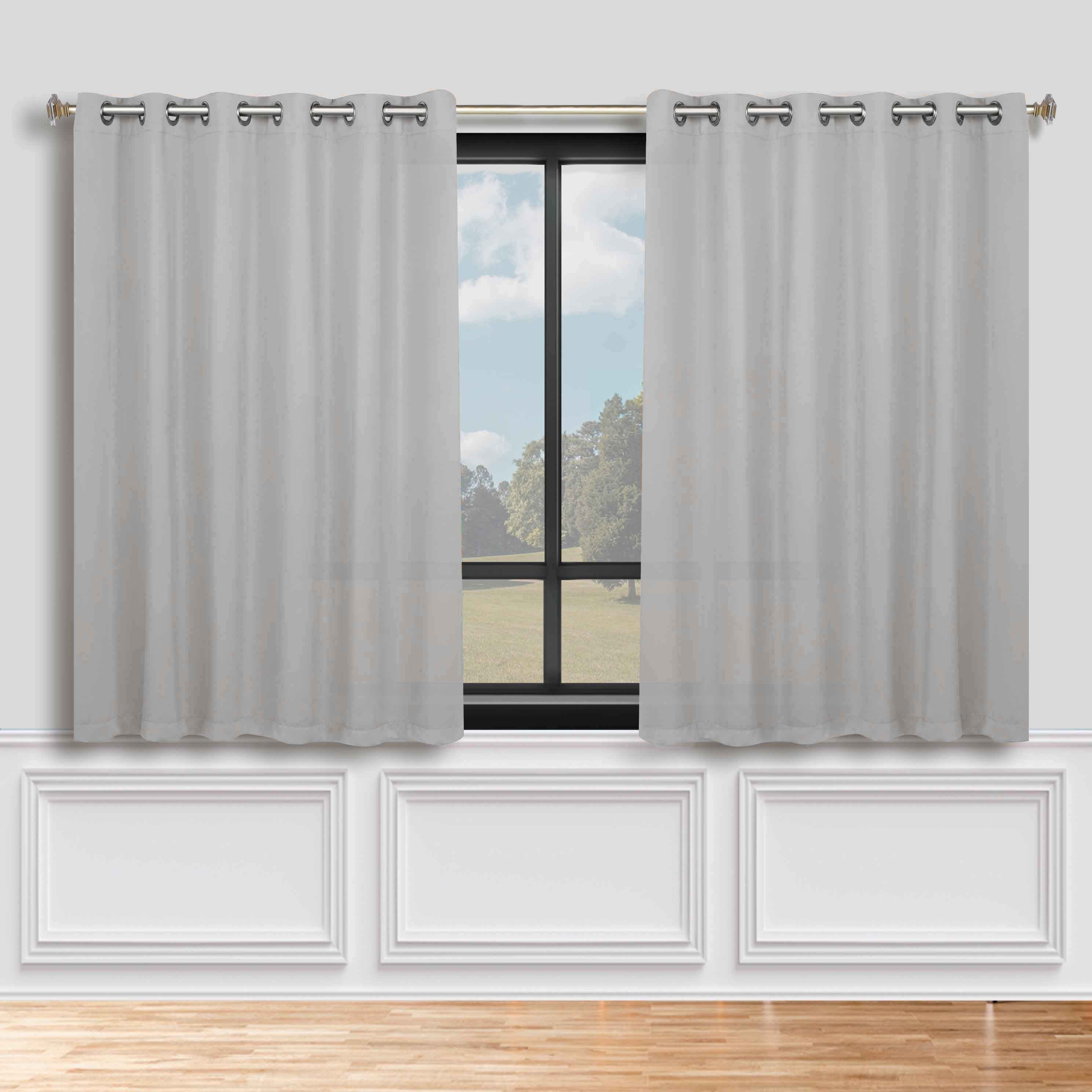 Classic Modern Solid Room Darkening Blackout Curtain Panels, Set of 2