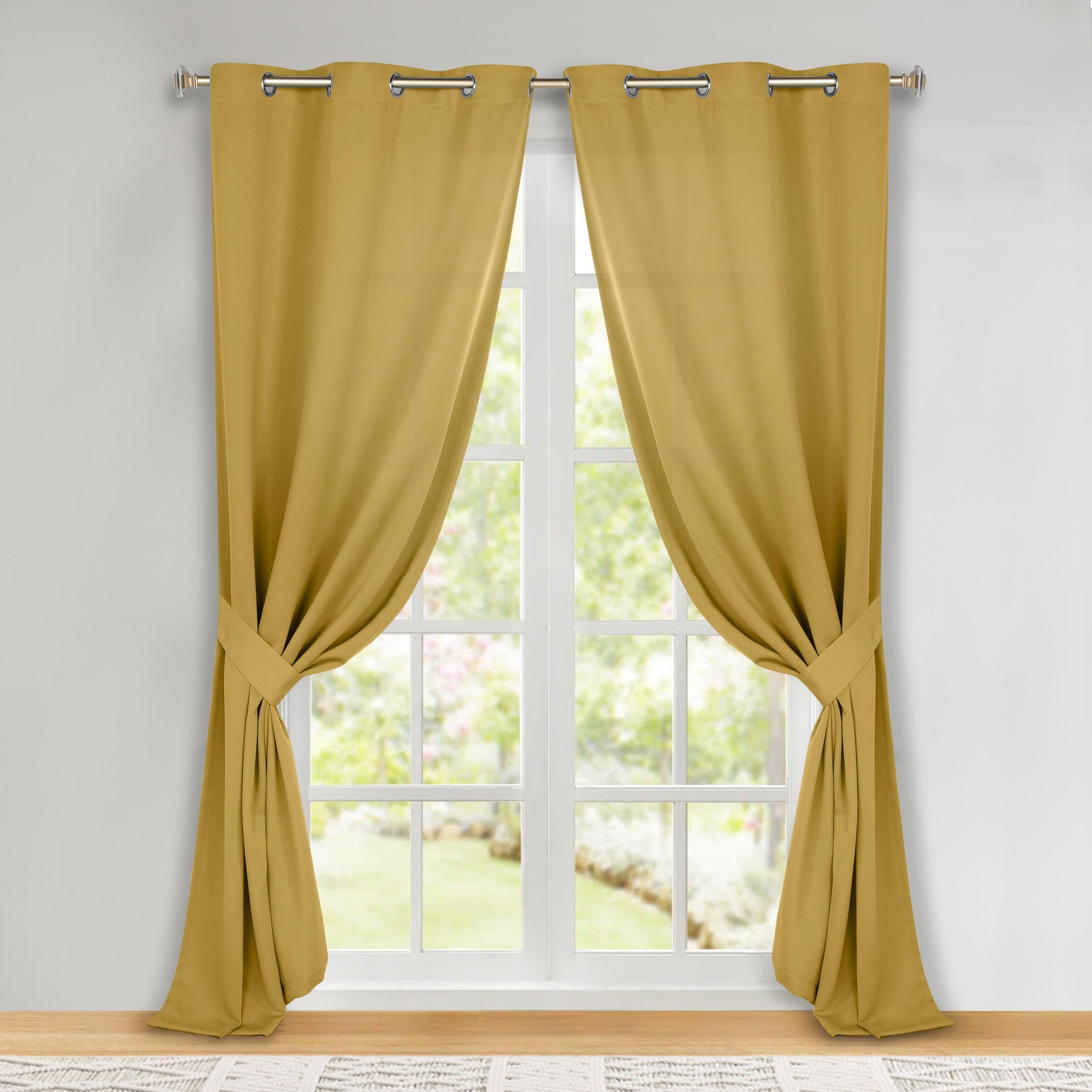 Classic Modern Solid Room Darkening Blackout Curtain Panels, Set of 2