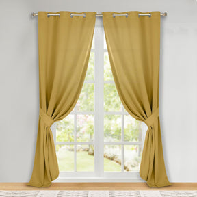 Classic Modern Solid Room Darkening Blackout Curtain Panels, Set of 2