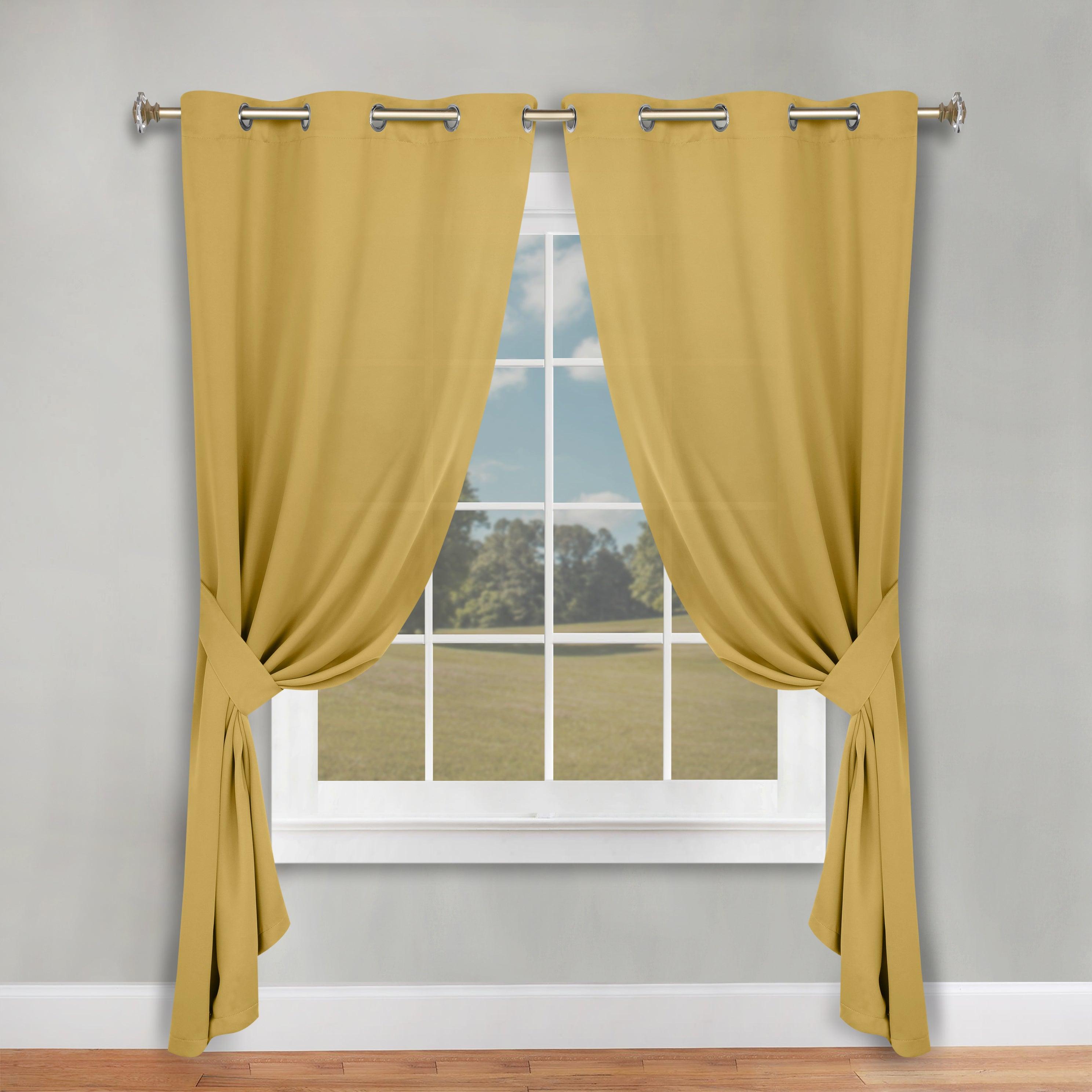 Classic Modern Solid Room Darkening Blackout Curtain Panels, Set of 2