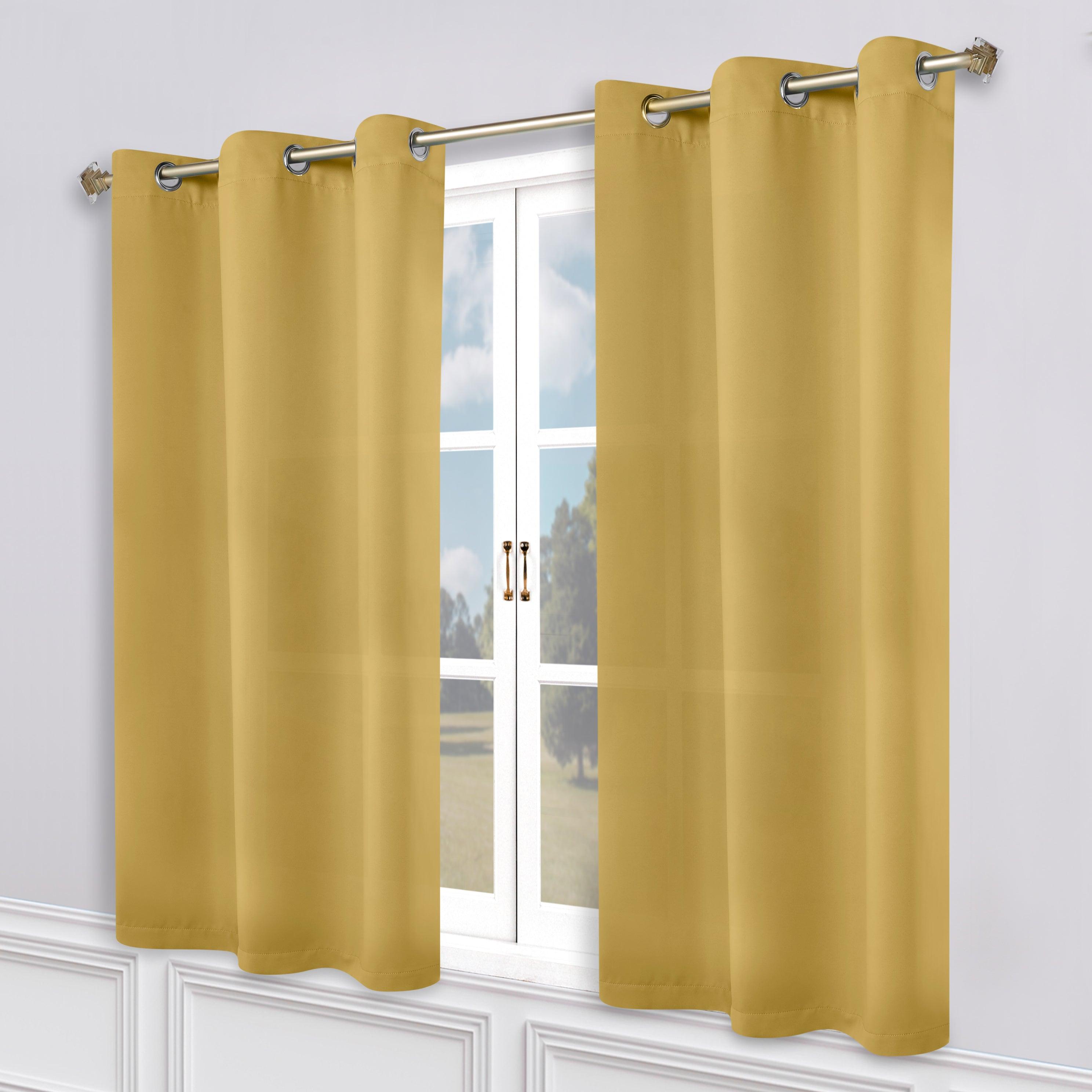 Classic Modern Solid Room Darkening Blackout Curtain Panels, Set of 2