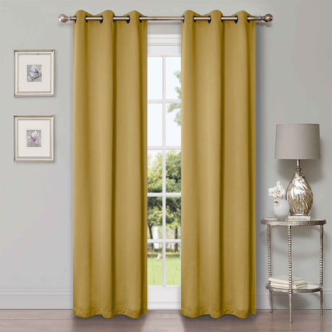 Classic Modern Solid Room Darkening Blackout Curtain Panels, Set of 2