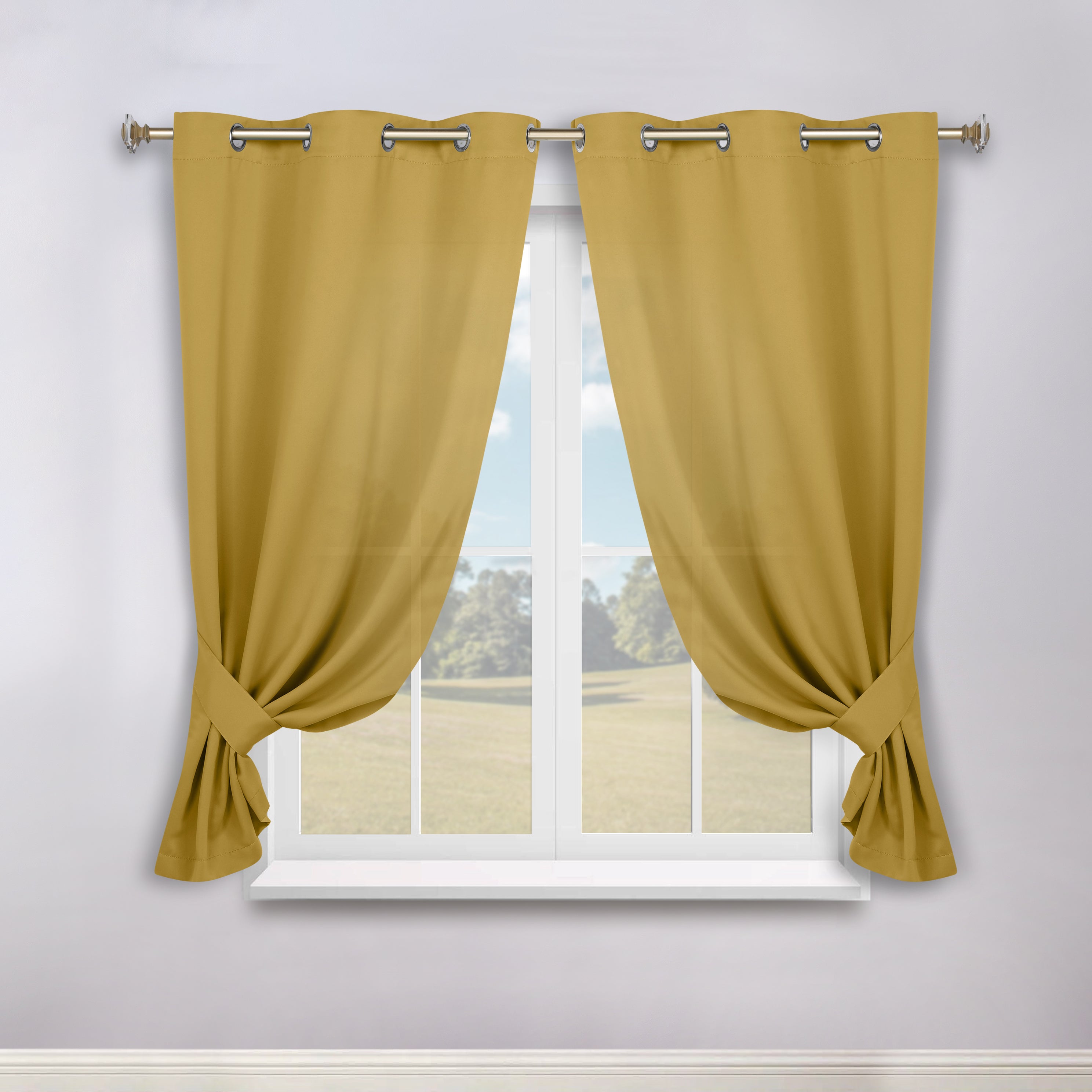 Classic Modern Solid Room Darkening Blackout Curtain Panels, Set of 2
