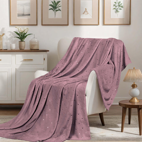 Fleece Plush Medium Weight Fluffy Soft Decorative Polka Dot Blanket