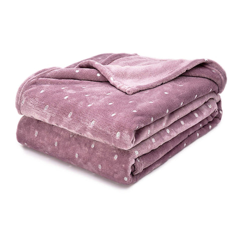 Fleece Plush Medium Weight Fluffy Soft Decorative Polka Dot Blanket