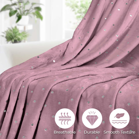 Fleece Plush Medium Weight Fluffy Soft Decorative Polka Dot Blanket