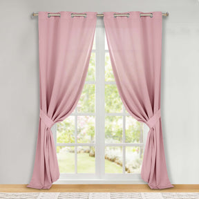 Classic Modern Solid Room Darkening Blackout Curtain Panels, Set of 2