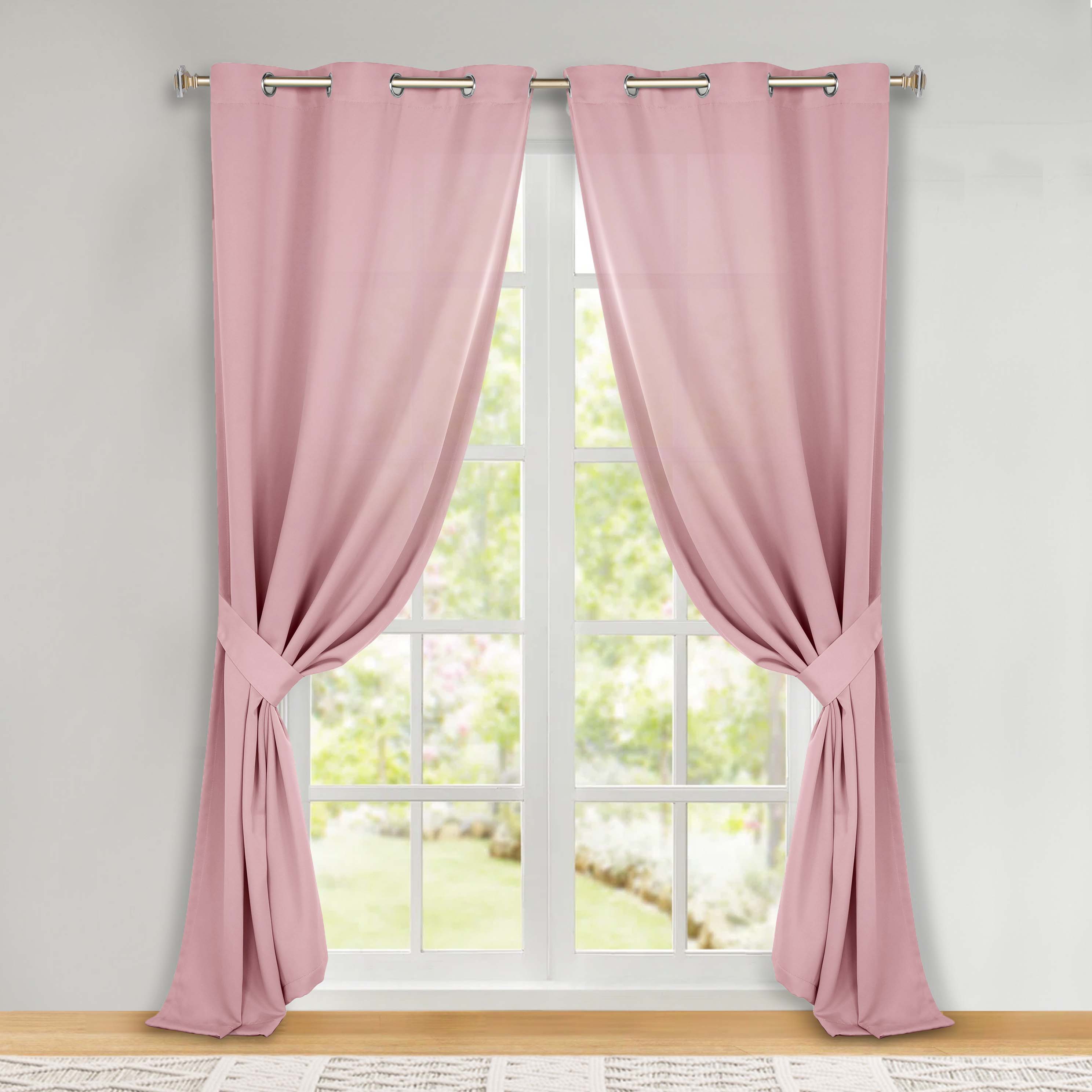 Classic Modern Solid Room Darkening Blackout Curtain Panels, Set of 2