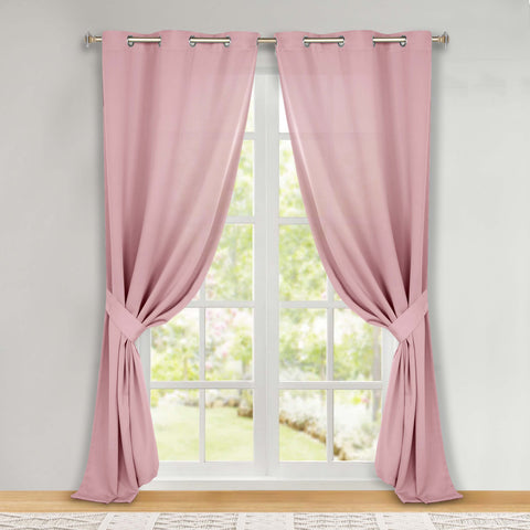 Classic Modern Solid Room Darkening Blackout Curtain Panels, Set of 2