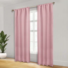 Solid Room Darkening Rod Pocket Blackout Curtain Panels, Set of 2