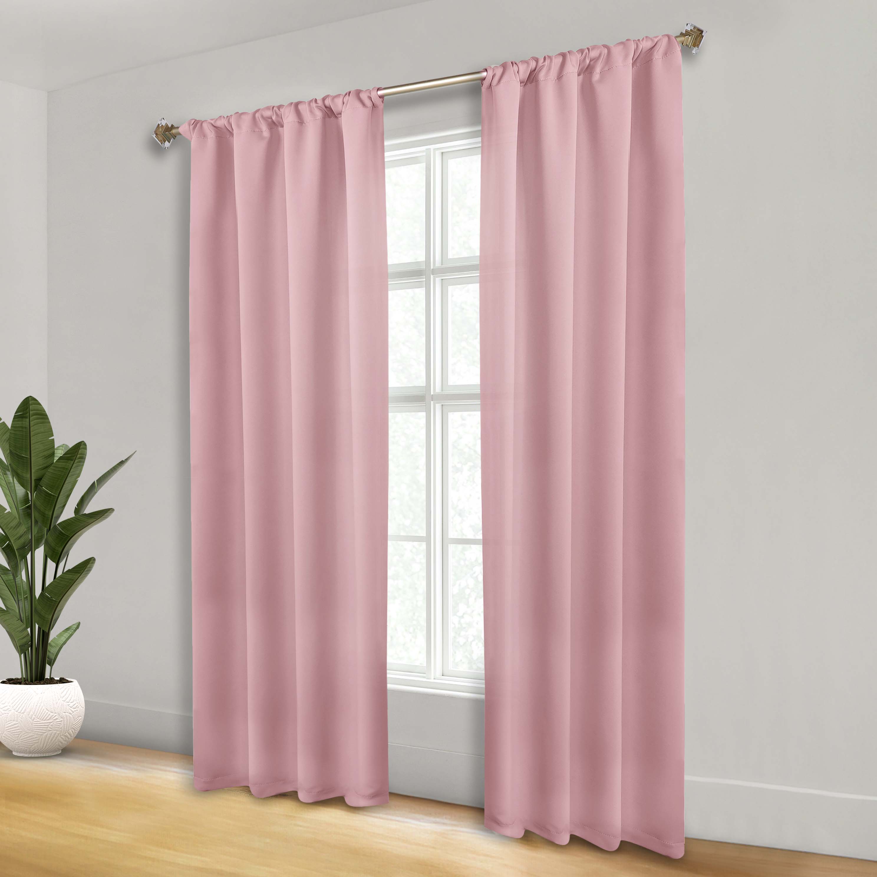 Solid Room Darkening Rod Pocket Blackout Curtain Panels, Set of 2