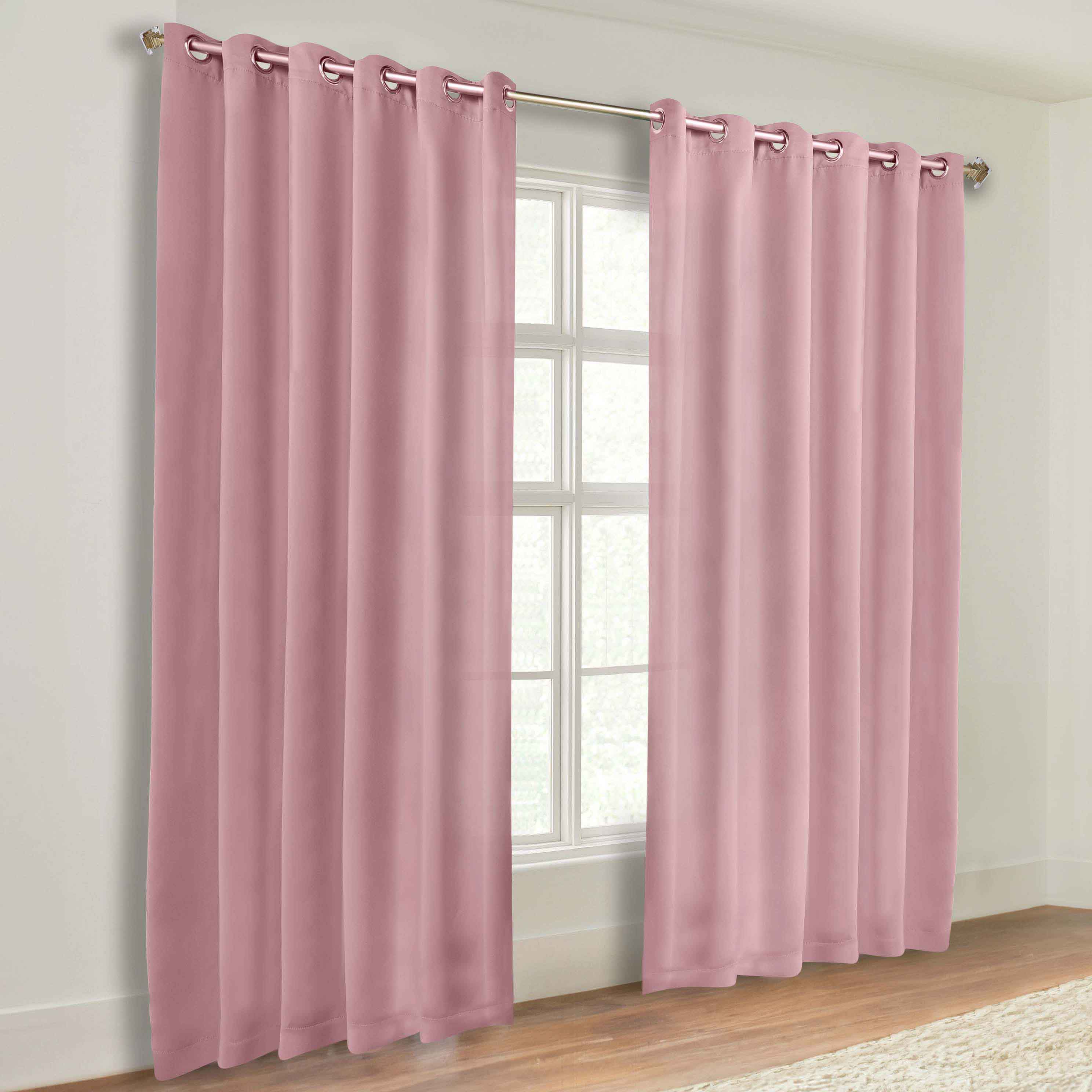 Classic Modern Solid Room Darkening Blackout Curtain Panels, Set of 2