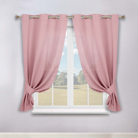 Classic Modern Solid Room Darkening Blackout Curtain Panels, Set of 2