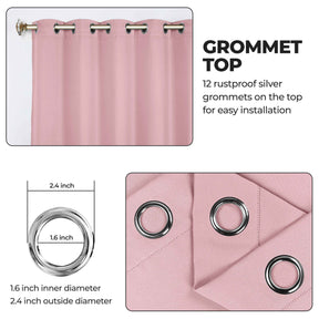 Classic Modern Solid Room Darkening Blackout Curtain Panels, Set of 2