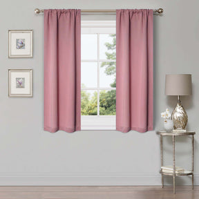 Solid Room Darkening Rod Pocket Blackout Curtain Panels, Set of 2