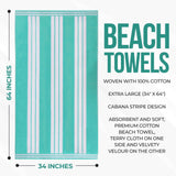 Striped Oversized Cotton Beach Towel Set of 2, 4, or 6 Piece