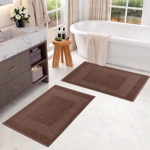 Egyptian Cotton Bath Mat Set of 2 Greek Key Infinity Border