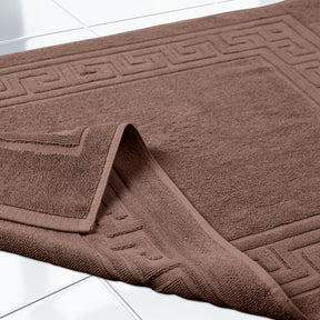 100% Cotton Absorbent Greek Key Border Solid 2 Piece Bath Mat Set