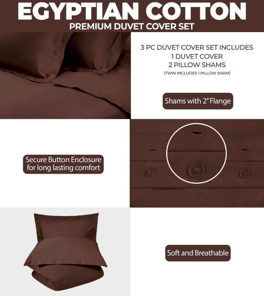 Egyptian Cotton 300 Thread Count Solid Luxury Duvet Cover Set
