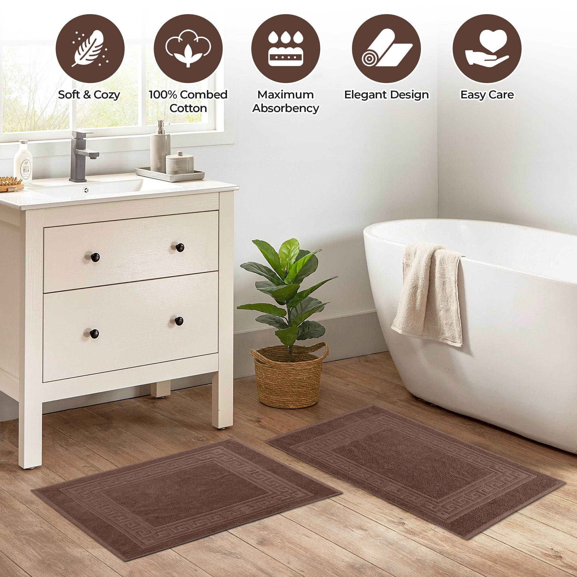 Egyptian Cotton Greek Key Infinity Border Bath Mat Set of 2