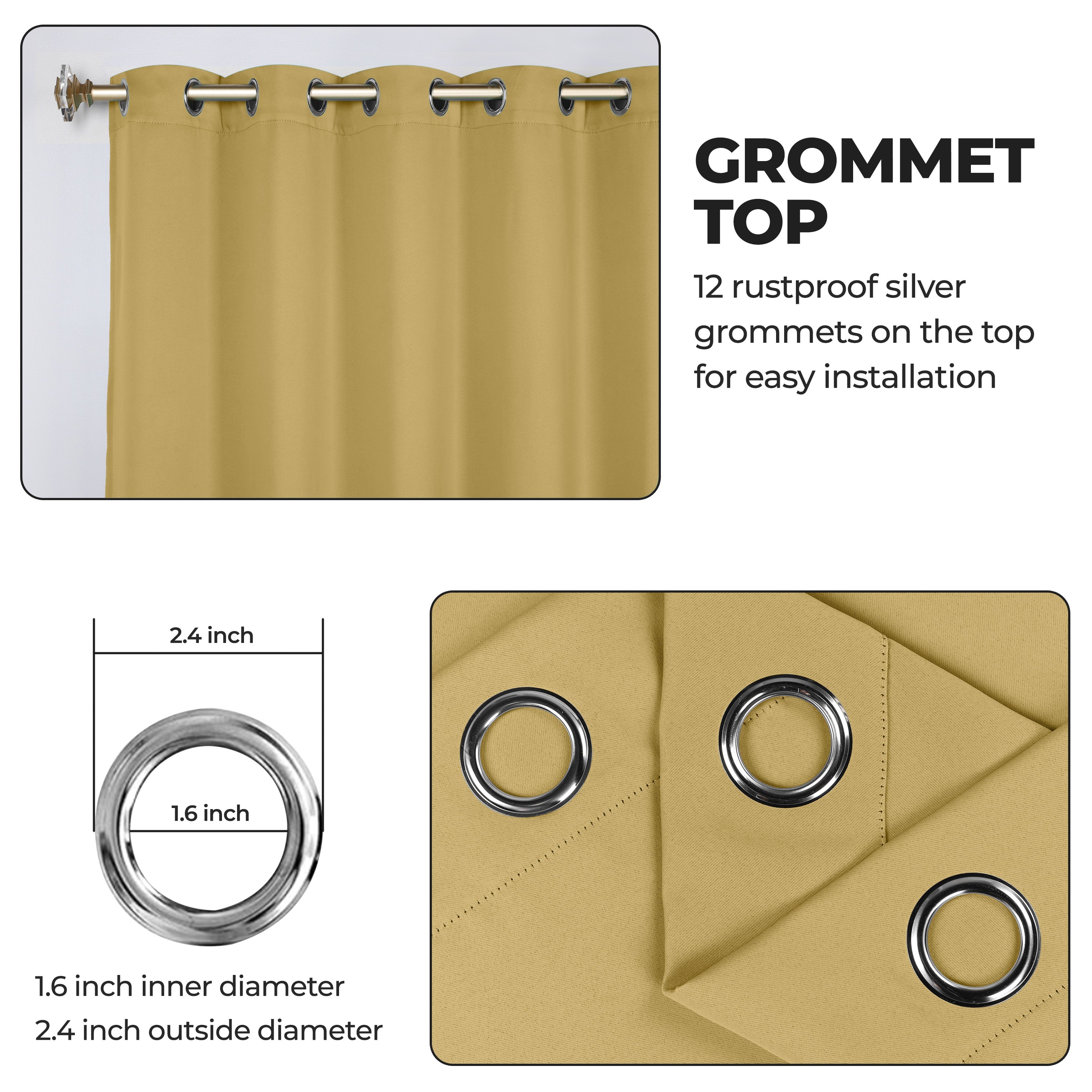 Classic Modern Solid Room Darkening Blackout Curtain Panels, Set of 2