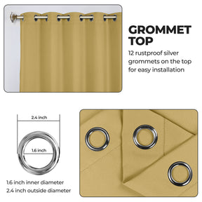 Classic Modern Solid Room Darkening Blackout Curtain Panels, Set of 2