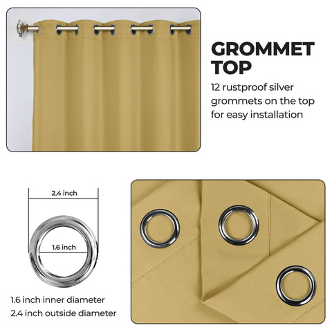 Classic Modern Solid Room Darkening Blackout Curtain Panels, Set of 2