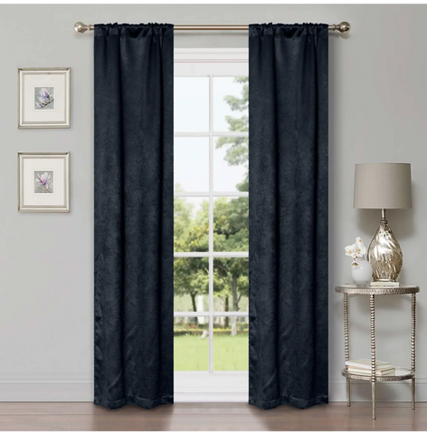 Blackout Window Curtains Waverly Geometric Room Darkening Washable Set of 2