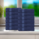 Brea Zero-Twist Cotton Ribbed Face Towel Set 12 Piece