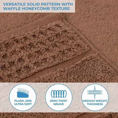 Napa Zero Twist Cotton Solid Waffle Honeycomb 3 Piece Towel Set